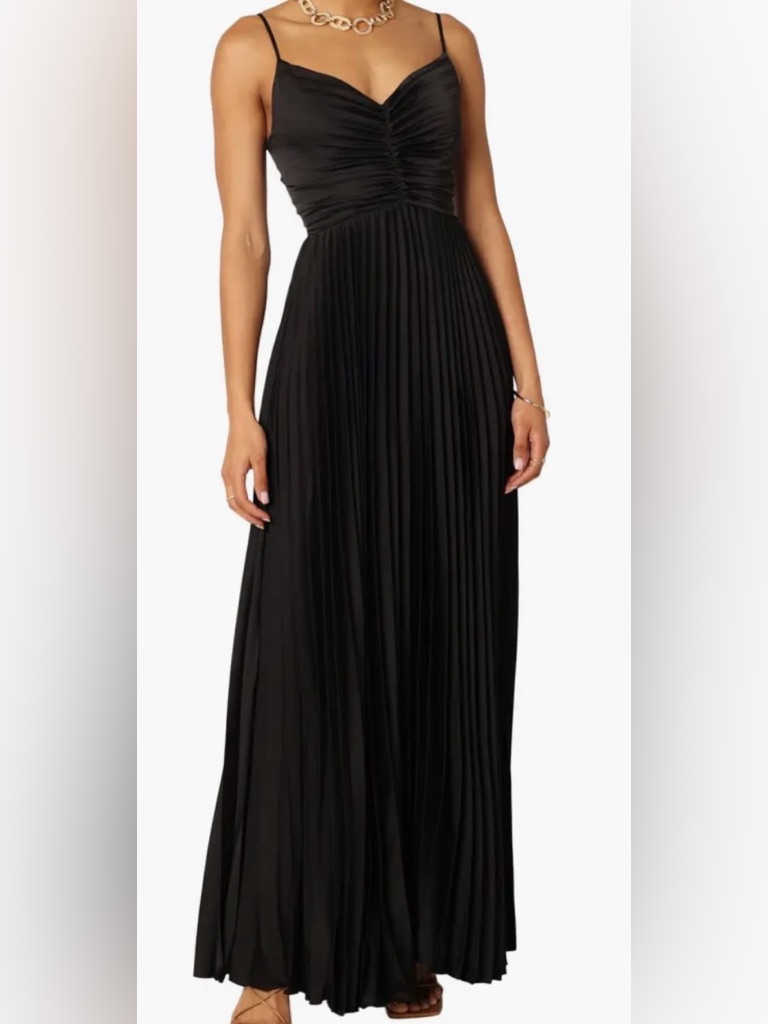 Petal & Pup Naira Black Pleated Maxi Skirt Size 14